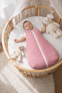 Śpiworek do spania niemowlęcy wafel różowy