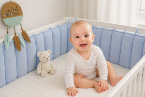 Ochraniacz  do łóżeczka glamour niebieski