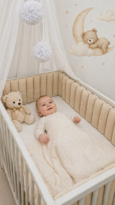 Ochraniacz  do łóżeczka glamour beżowy