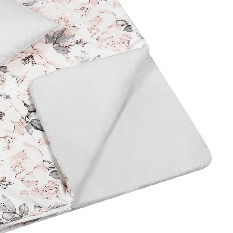 Śpiwór dziecięcy do spania flowers szare bawełna1