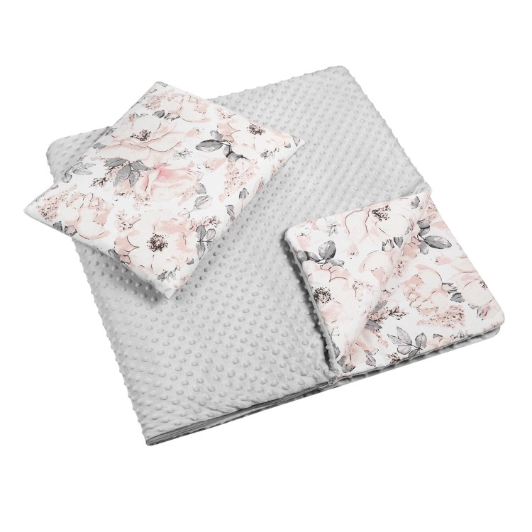 Śpiwory dla starszych dzieci flowers szare minky